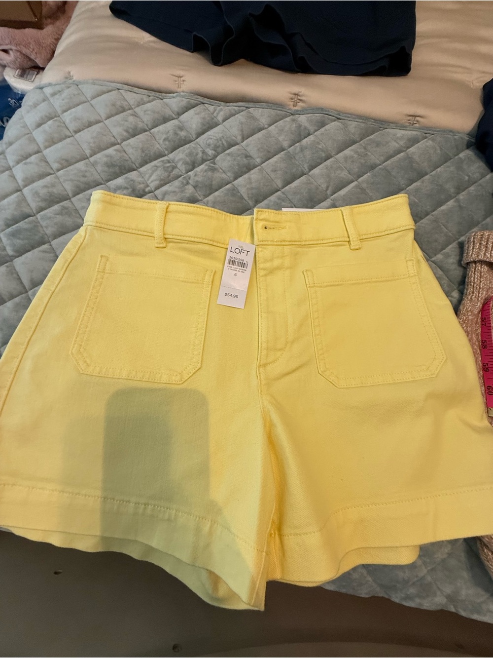 LOFT Bright Yellow Palmer High Waist Pocket Shorts